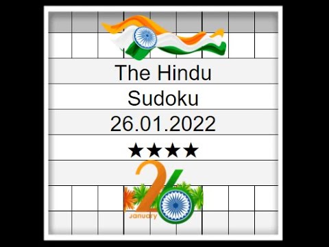 🇮🇳🔊How to Solve The Hindu Sudoku 4 Star | Step by Step Solution|26.01.2022 | Difficulty Level  ★★★★