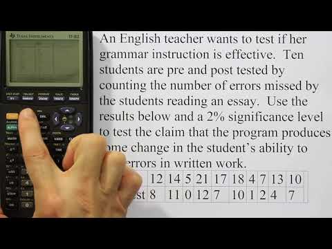 Using a Graphing Calculator to Conduct a Dependent t-test (Matched Pair t-Test)