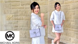 MICHAEL KORS GREENWICH Crossbody Bag Small Saffiano Leather IN Lavender Mist Overview Unboxing