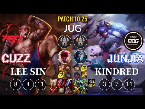 T1 Cuzz Lee Sin vs EDG JunJia Kindred Jungle - KR Patch 10.25