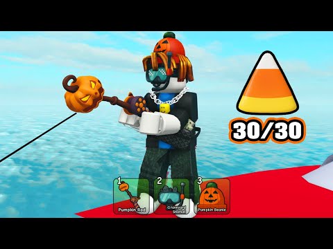 ALL 30 CANDY LOCATIONS in GO FISHING! I GOT PUMPKIN ROD! 🎃 Roblox [Halloween Event]