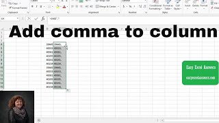 How to add a Comma to a Column of Data in Excel