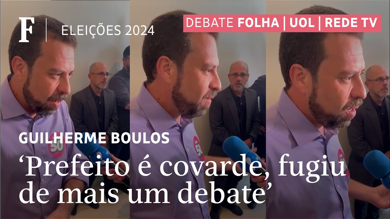 Boulos chega a sabatina, chama Nunes de covarde e diz que prefeito se escondeu sob saia de Tarcísio