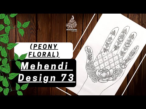 EASY PALM FLORAL MEHANDI DESIGN | Peony Pencil Mehndi Design 73 (2021) | Hemalatha -with Love