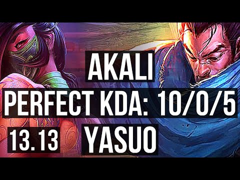 AKALI vs YASUO (MID) | 10/0/5, Legendary, 300+ games | EUW Master | 13.13