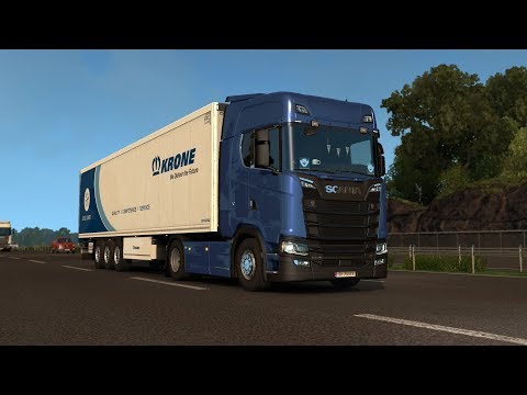 ETS 2 1.32 - SCANIA S520 V8 + Krone Cool Liner - Trip: Linköping - Helsingborg