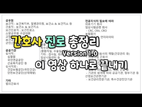 간호사가 활동하는 다양한 분야에 대해서 | 간호사 진로