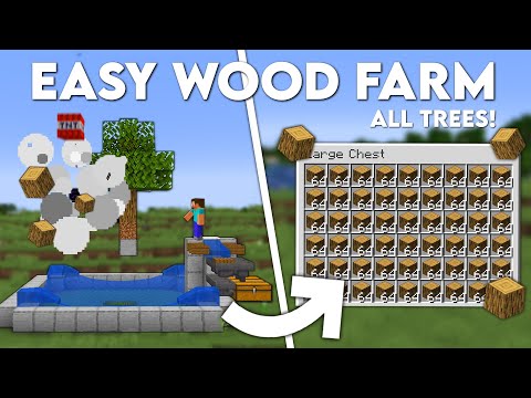 Minecraft Easy Tree Farm Tutorial - All Wood Types - AFK