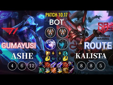 T1 Gumayusi Ashe vs SB Route Kalista Bot - KR Patch 10.17