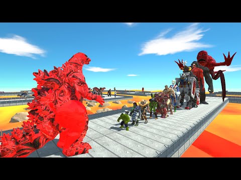 Heisei Godzilla Kiryu Red vs Titanus Red LAVA DEATH RUN - Animal Revolt Battle Simulator