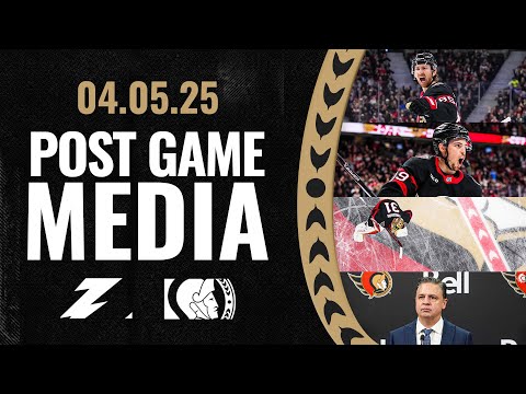 Anton Forsberg, Jake Sanderson, Drake Batherson, Travis Green Postgame Media vs FLA