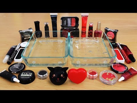 Mixing Makeup Eyeshadow Into Slime ! Black vs Red Special Series Part 20 Satisfying Slime Video Video