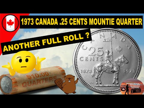 1973 Canada  25 Cent Mountie Quarter Another Full Roll