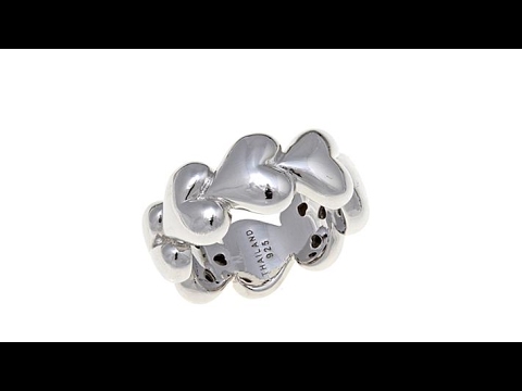 Margo Manhattan "Liquid Hearts" Sterling Silver Band Ring