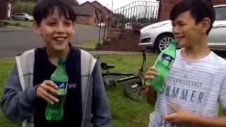 Sprite and banana challenge with wiped cream down our trousers