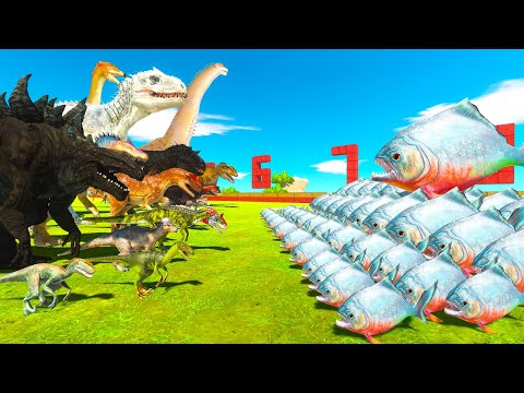 Carnivorous Fish Challenge | Dinosaurs Fights Mutant Fish - Animal Revolt Battle Simulator