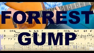 FORREST GUMP (Feather Theme) Tutorial for guitar (TABs and Score)