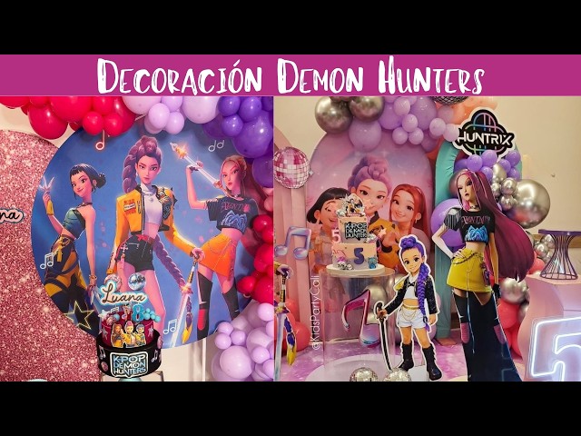 Vídeo relacionado con 48 piezas de decoración de cumpleaños de Hunters, mercancía de Hunters con pancarta de Feliz Cumpleaños, globos de letras y topper de pastel para decoraciones de fiesta de Demon y fanáticos celebrando