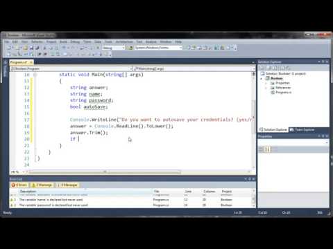 Visual C 2010 Tutorial 23 Boolean