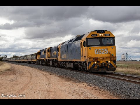 Trackside: Grain Train in the Mallee with G525, X48 and XR557 on PN's 7934V from Birchip- 1/5/23
