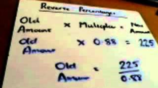 Number Percentages   using multiplier method to work out old amount HH