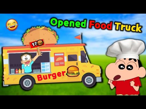 Shinchan and Nobita Opened Food Truck || 😂 Funny game Food Truck Simulator