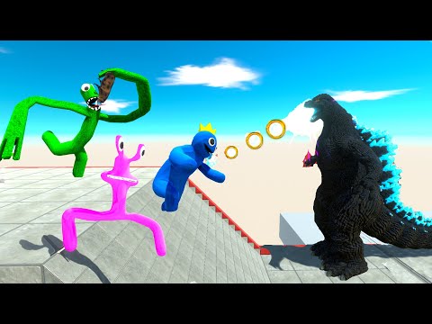 RAINBOW FRIENDS vs HEISEI GODZILLA DEATH FALL - Animal Revolt Battle Simulator