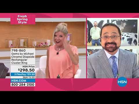 Gems by Michael TwoTone Chrome Diopside Rectangular Clus...