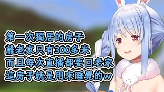 第一次獨居時的房子離老家只有300多米，而且因爲網路太差，每次直播都要回老家的族長！【兔田佩克拉】【hololive中文精華】【ホロライブ切り抜き】【中日字幕|附語法、單詞解釋】