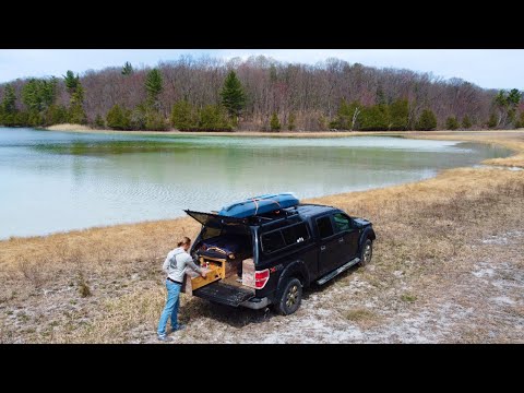 Early Spring Truck Camping On Crystal Clear Lake