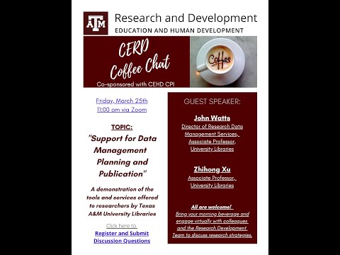 CERD COFFEE CHAT: SUPPORT FOR DATA MANAGEMENT PLANNING AND PUBLICATION Thumbnail