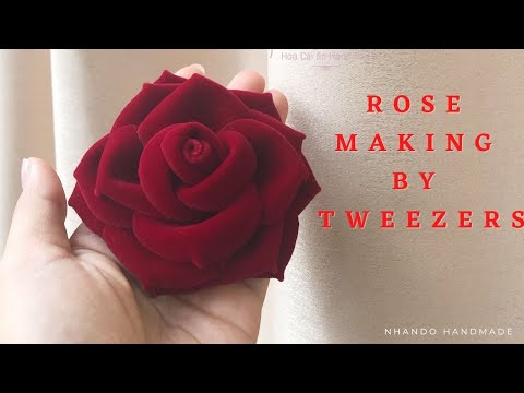 Hồng Nhung Ver.3 Curly Petal By Tweezers I Red Velvet Rose Flower DIY How to make Rose Tutorial