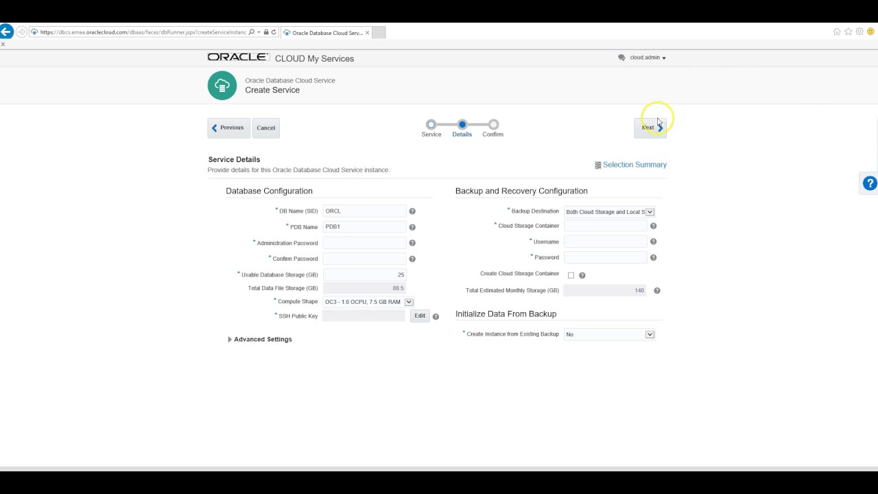1  Oracle Database Cloud Service Creating Cloud Instance