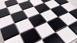 Black & White Checkered Square2 Matte Porcelain Mosaic Tile