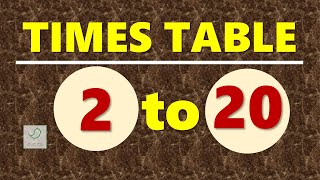Times Table 2 to 20 | Multiplication Table of 2 to 20