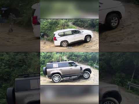 Toyota Prado vs Land Rover Defender hill climbing challenge, Land Rover Defender wins!
