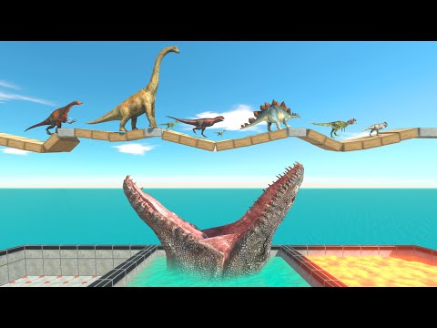 Dinosaur Race: Who Can Run Across The Unstable Bridge?| Animal Revolt Battle Simulator