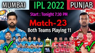 IPL 2022 Match 23 | Mumbai Indians vs Punjab Kings Match Playing 11 | MI vs PBKS Match 2022