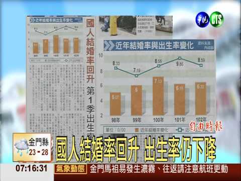 國人結婚率回升 出生率仍下降