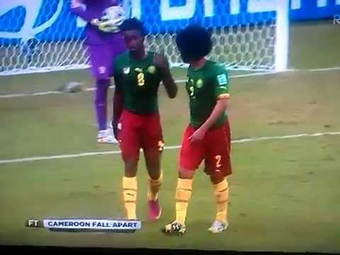 Cameroon player headbutts team mate during match