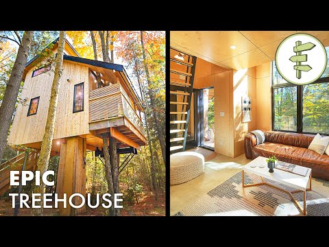 Fantastic Modern Tiny Tree House Built to Perfection - OFF GRID CABIN TOUR
