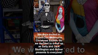 So FUN! We dressed as Sally n🎃Jack Skellington and we gave horror ☠️presents to everyone!👻 #shorts