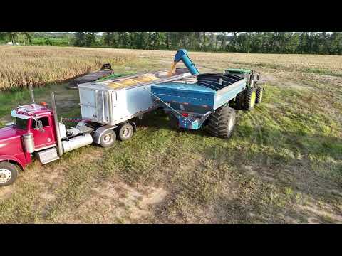 Grain Cart to Highway | John Deere Corn Transfer & Truck Rollout from Above