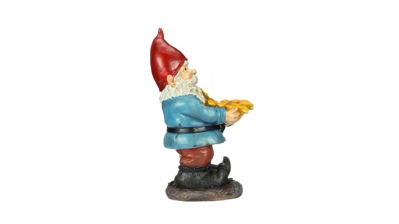 Sunflower Sammy Garden Gnome Bird Feeder Statue Video