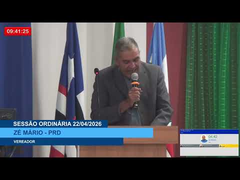  SESSÃO DIA 22/04/2026 – PRONUNCIAMENTO DO VEREADOR ZÉ MÁRIO