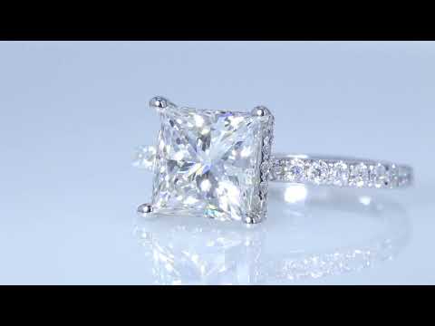 2.84CTW Colorless Princess Lab-Grown Diamond Hidden Halo Engagement Ring IGI Cert F/VS1 LCRings.com
