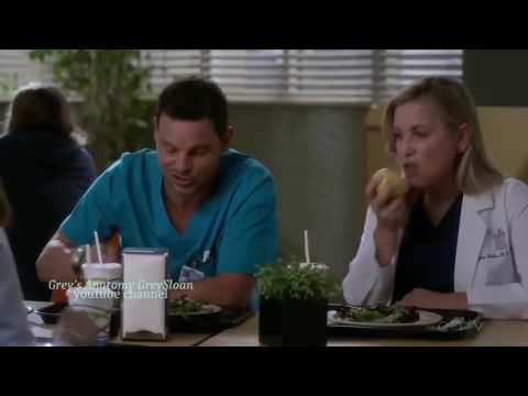 Grey's Anatomy 13x06 Maggie Amelia , Alex, Arizona , Jo , Edwards ,  and Murphy in the Cafeteria