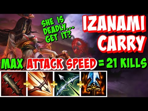 IZANAMI CARRY MAX ATTACK SPEED SMITE SEASON 9 - 21 KILLS IN 20 MINUTES
