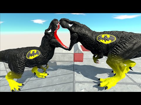 BATMAN T-REX vs BATMAN T-REX DEATH FALL - Animal Revolt Battle Simulator
