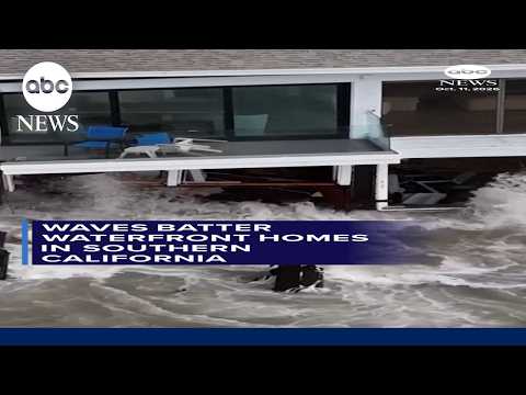 Waves batter waterfront homes in Southern California